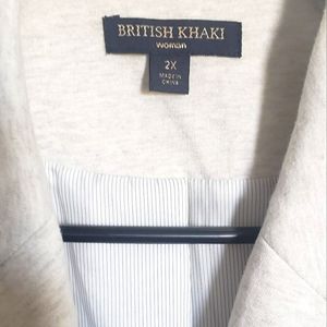 Cream/pinstripe lined soft blazer 2x